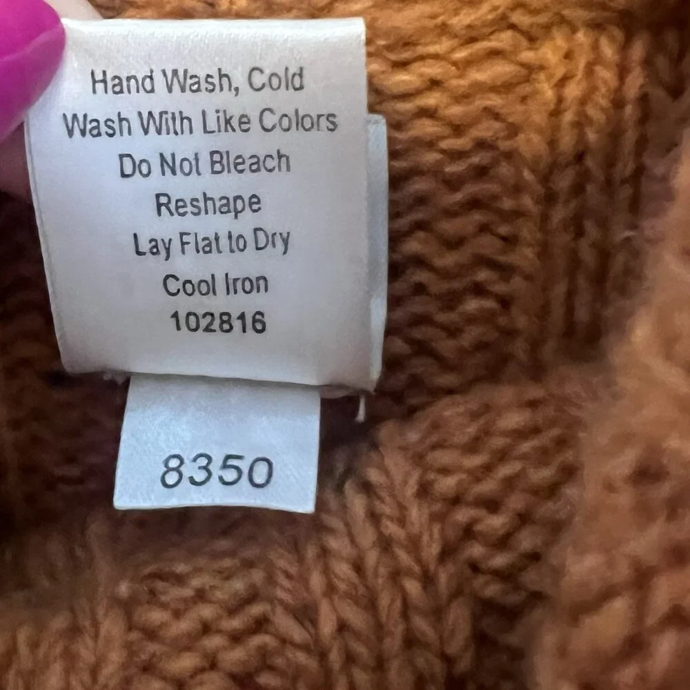 Garnet Hill Women’s Wool Blend Turtleneck Sweater Long Sleeve Size Medium Orange - Picture 6 of 6